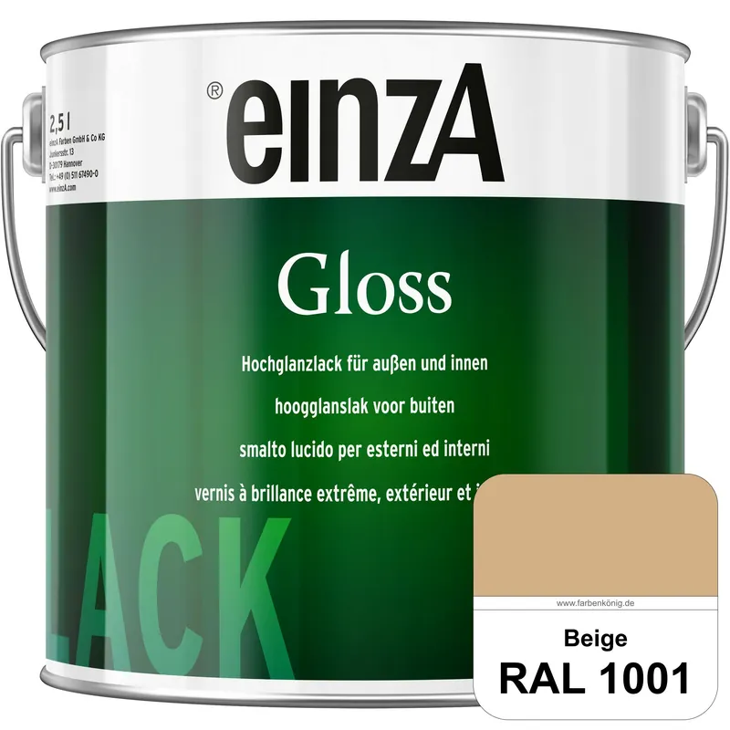 Jetzt Kaufen einzA Gloss (RAL 1001 Beige) Hochwertiger Alkydharzlack in Premium-Qualität, hochglänzend.