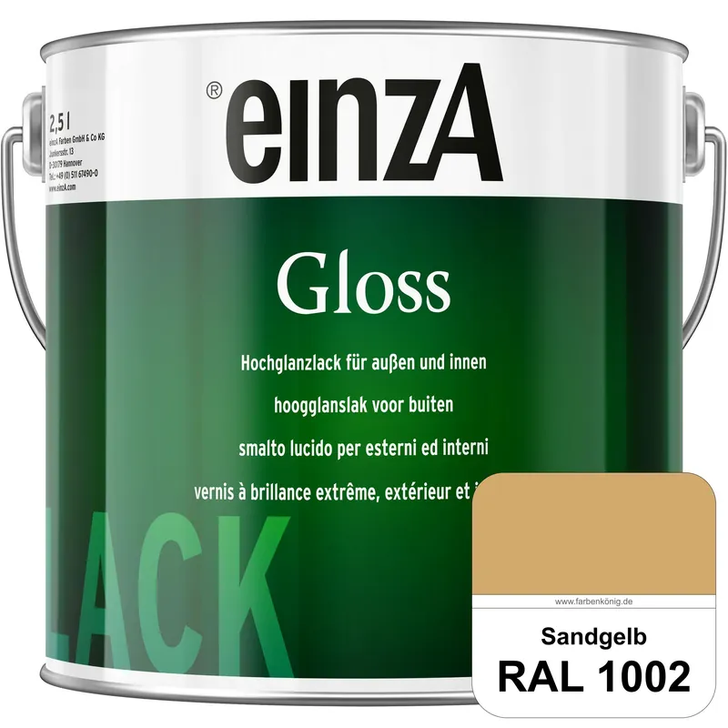 einzA Gloss (RAL 1002 Sandgelb) Hochwertiger Alkydharzlack in Premium-Qualität, hochglänzend. Meistverkauft