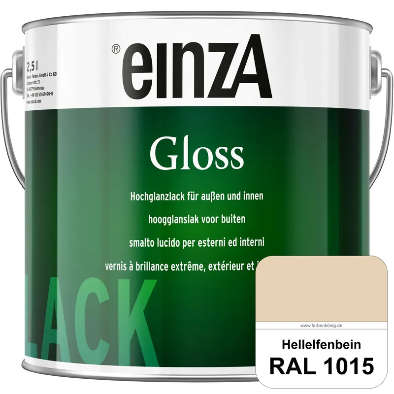 einzA Gloss (RAL 1015 Hellelfenbein) Hochwertiger Alkydharzlack in Premium-Qualität, hochglänzend. Kostenloser Versand