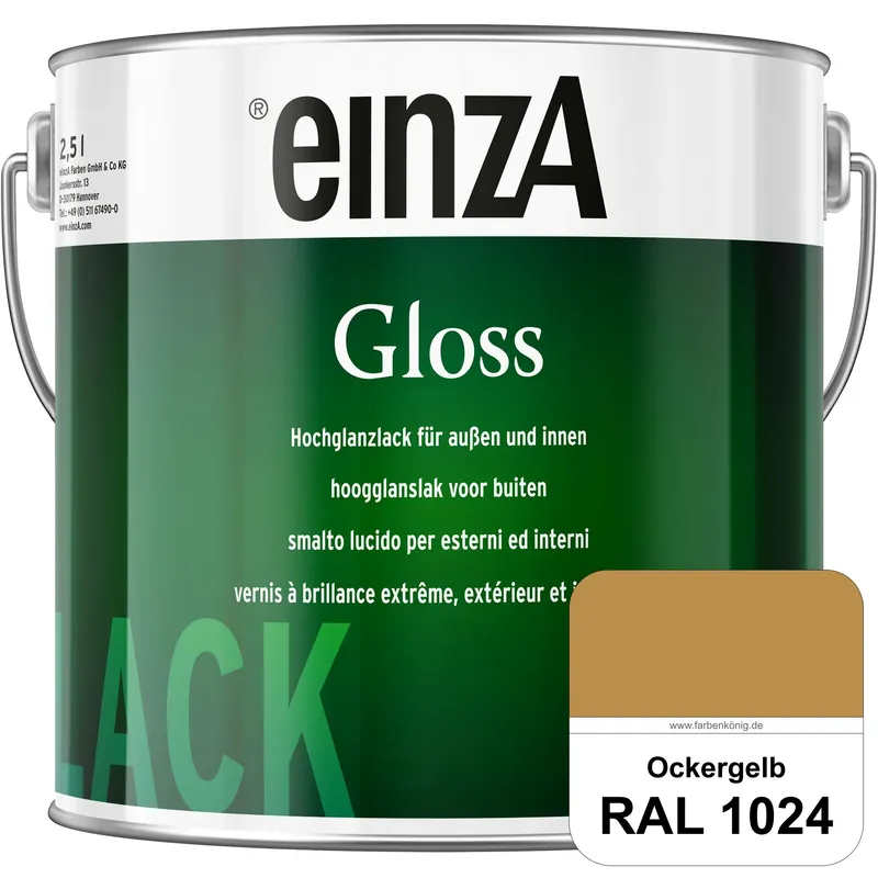 einzA Gloss (RAL 1024 Ockergelb) Hochwertiger Alkydharzlack in Premium-Qualität, hochglänzend. Abverkauf