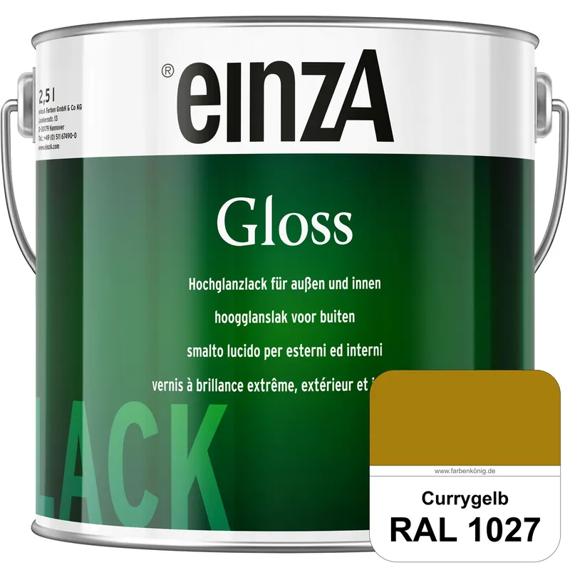 Preisknaller einzA Gloss (RAL 1027 Currygelb) Hochwertiger Alkydharzlack in Premium-Qualität, hochglänzend.