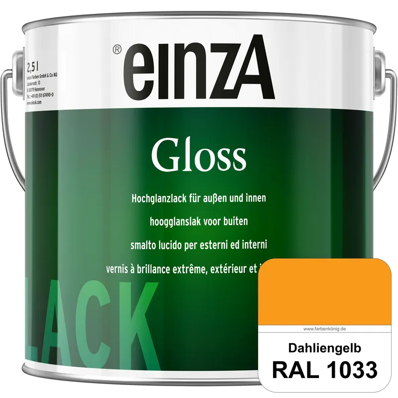 einzA Gloss (RAL 1033 Dahliengelb) Hochwertiger Alkydharzlack in Premium-Qualität, hochglänzend. Top-Preis