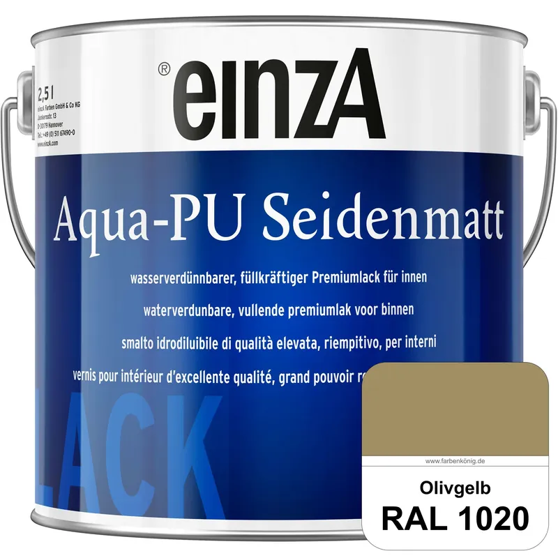 Abverkauf einzA Aqua-PU seidenmatt (RAL 1020 Olivgelb) wasserverdünnbarer Premiumlack für innen