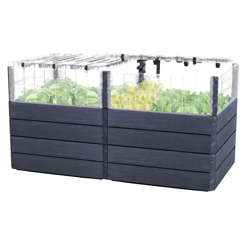 Garantia  Hochbeet Ergo Quadro TurboPlus 2 L 80 Wood, inkl. FLORA Wassersparsystem Expressversand